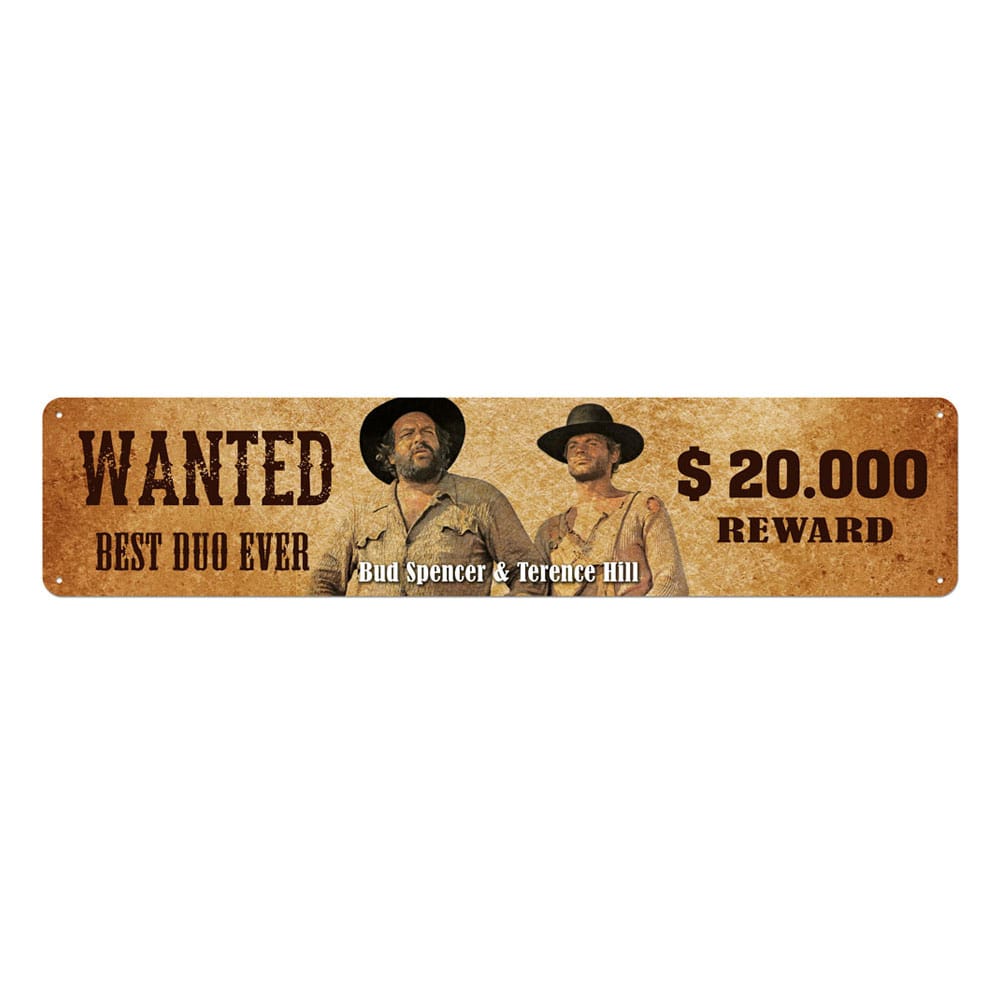 Bud Spencer & Terence Hill Tin Sign Wanted 46 x 10 cm - MangaShop.ro