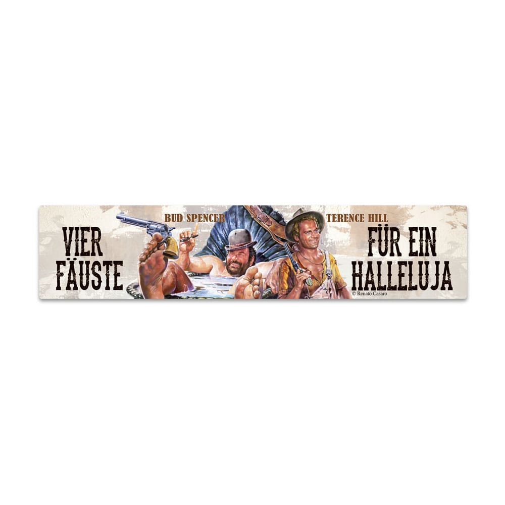 Bud Spencer & Terence Hill Tin Sign with Magnet Vier Fäuste für ein Halleluja 16 x 3,5 cm - MangaShop.ro