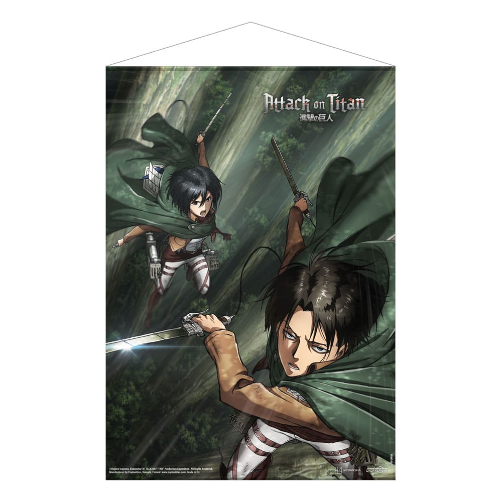 Attack on Titan Wallscroll Mikasa and Levi 50 x 70 cm - MangaShop.ro