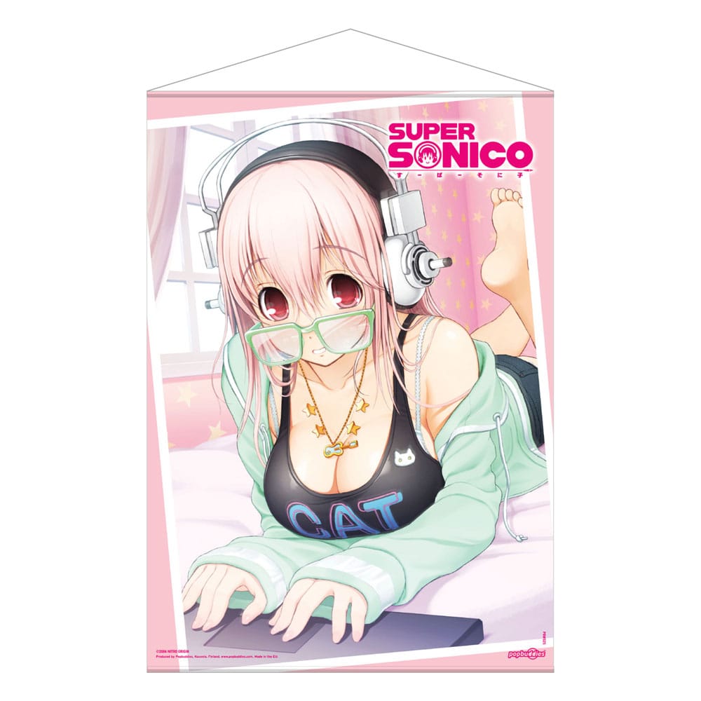 Super Sonico Wallscroll Super Sonico on her Laptop 50 x 70 cm - MangaShop.ro