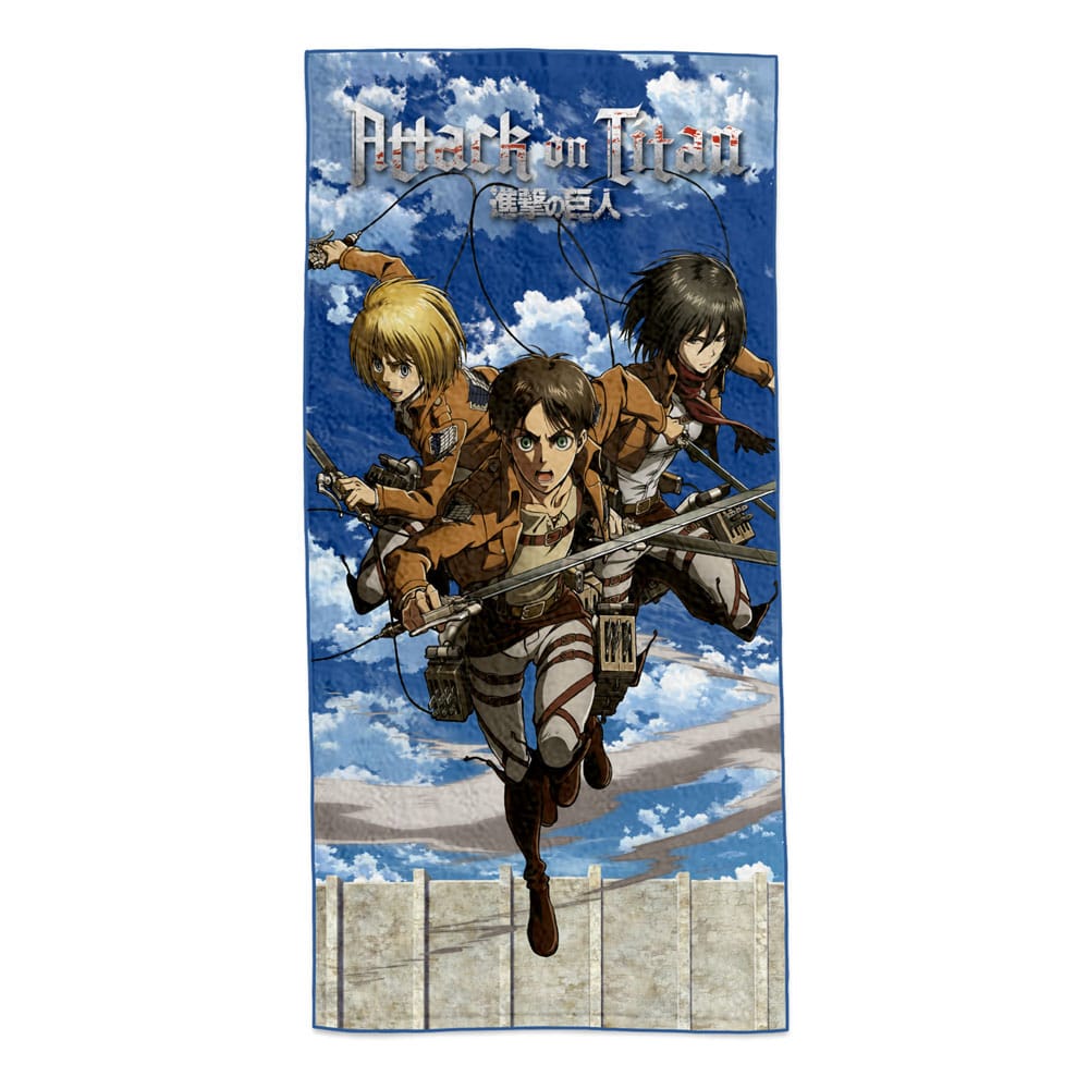 Attack on Titan Towel Eren, Mikasa & Armin 150 x 75 cm - MangaShop.ro
