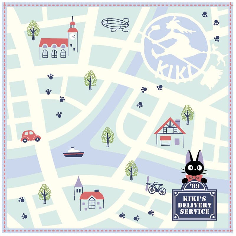 Studio Ghibli Mini Towel Kiki's Delivery Service City Map 25 x 25 cm - MangaShop.ro