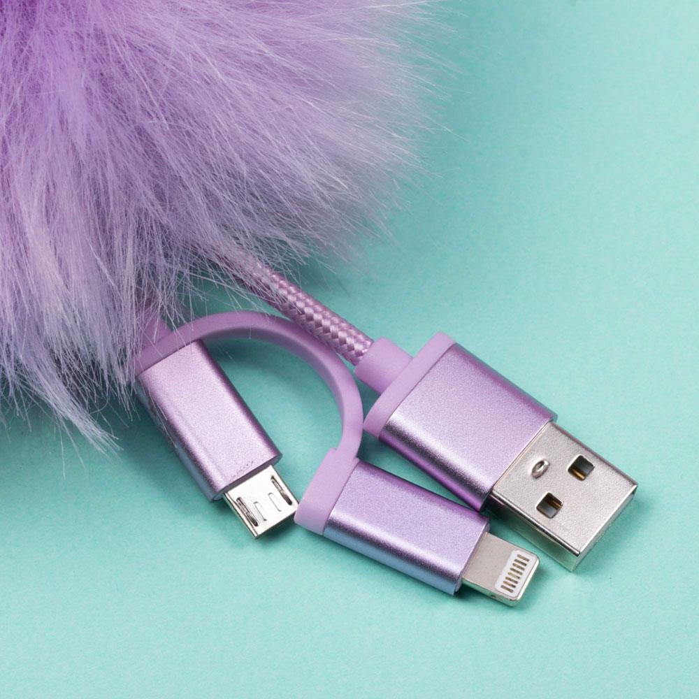 Pusheen USB Charging Cable 3in1 with Keychain Pom Pom - MangaShop.ro