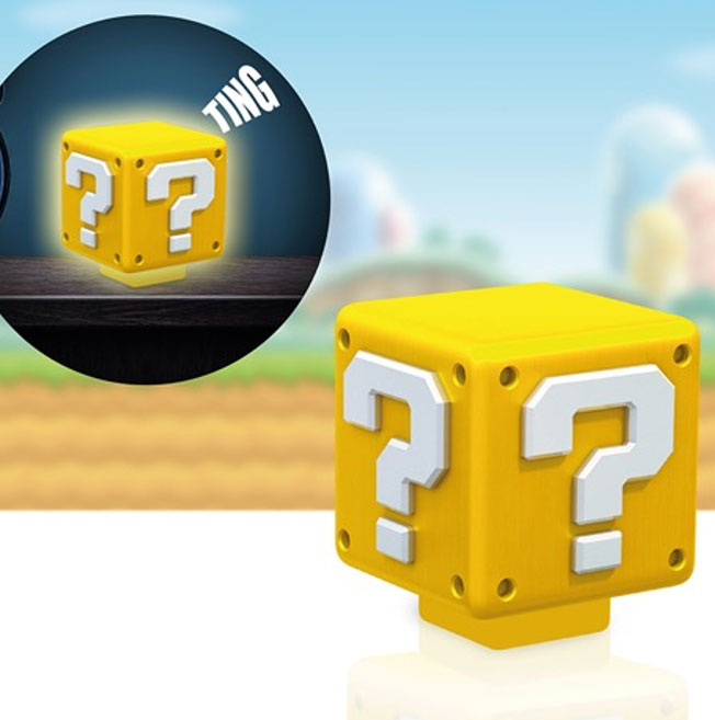 Super Mario Nightlight with Sound Question Block 8 cm - MangaShop.ro