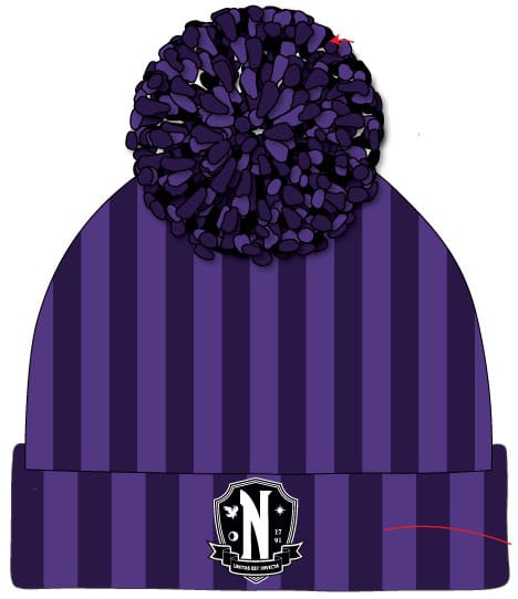 Wednesday Pom-Pom Beanie Nevermore Logo - MangaShop.ro