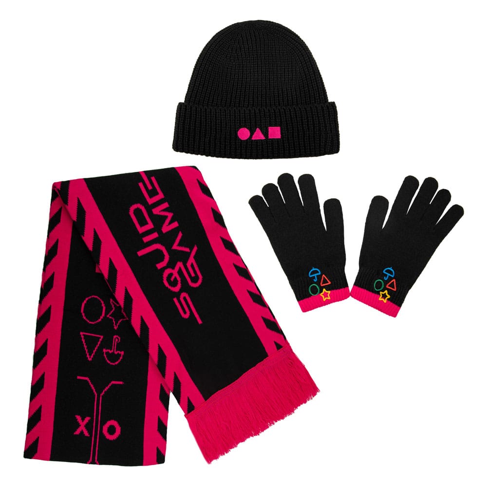 Squid Game Scarf, Beanie, Gloves Set Squid Game - MangaShop.ro