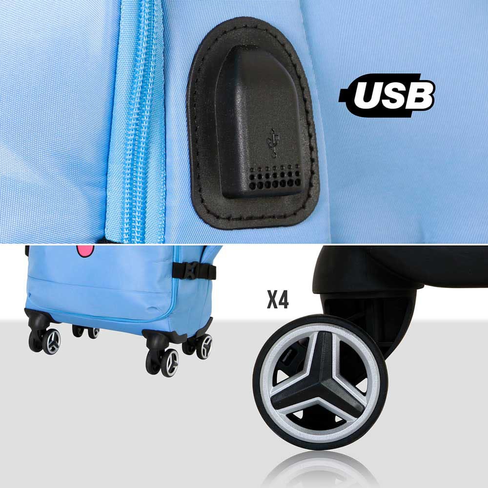 Lilo & Stitch 4-Wheel Cabin Suitcase Stitch Face Blue 55 cm - MangaShop.ro
