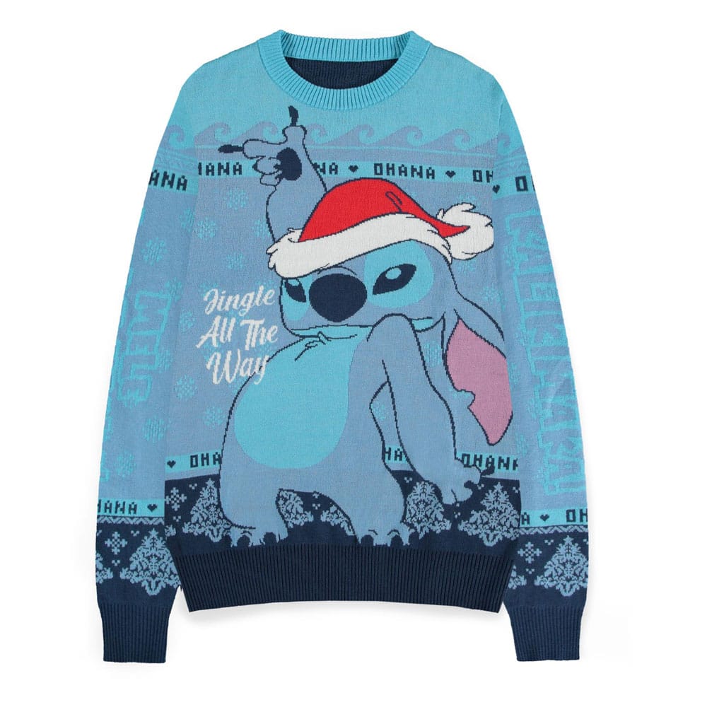 Lilo & Stitch Sweatshirt Christmas Jumper Stitch Blue Size M - MangaShop.ro