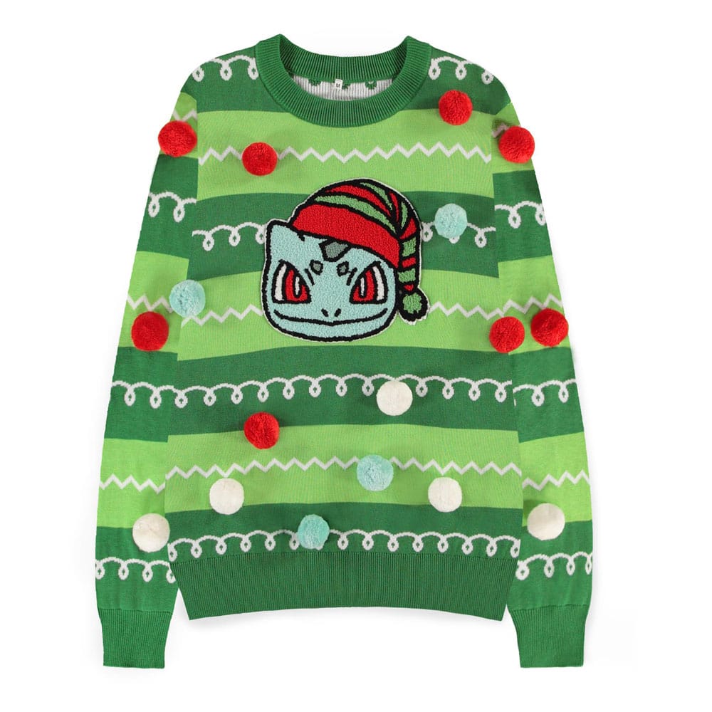Pokemon Sweatshirt Christmas Jumper Bulbasaur Size M - MangaShop.ro