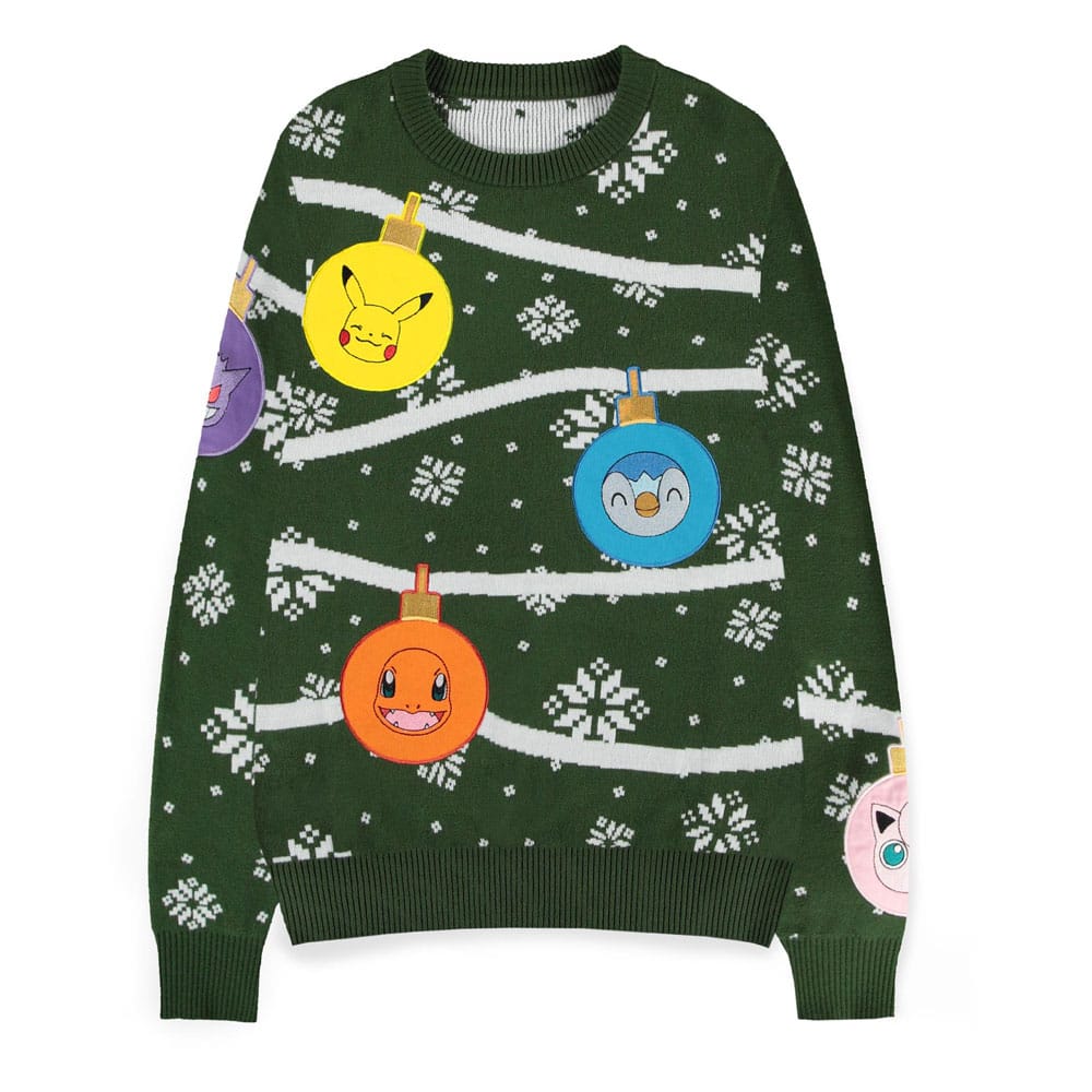Pokemon Sweatshirt Christmas Jumper Xmas Balls Size M - MangaShop.ro