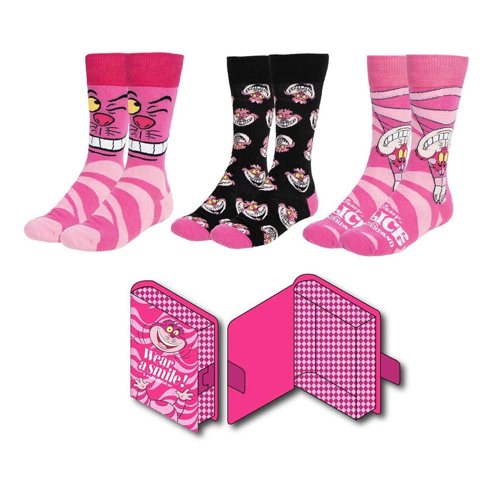 Disney Socks 3-Pack Alice in Wonderland Cheshire Cat 36-43 - MangaShop.ro