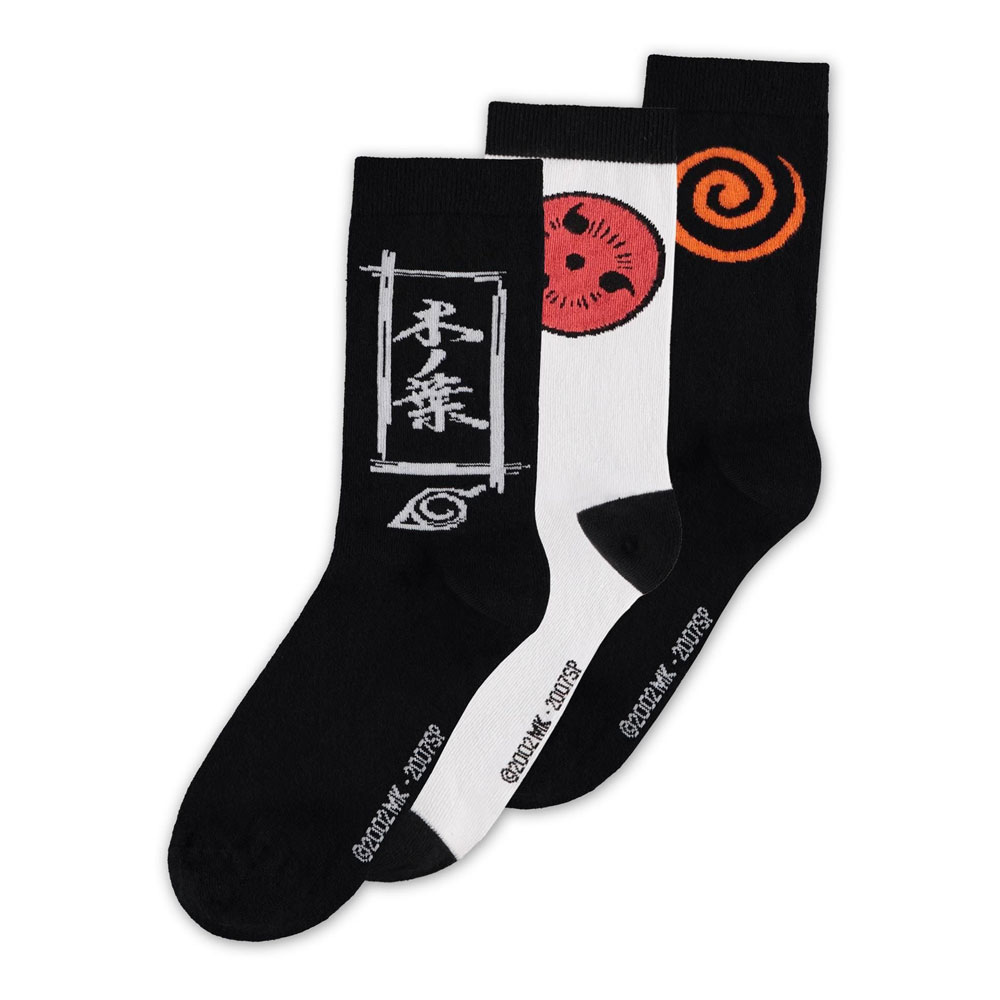 Naruto Shippuden Socks 3-Pack Sasuke Symbol 39-42 - MangaShop.ro