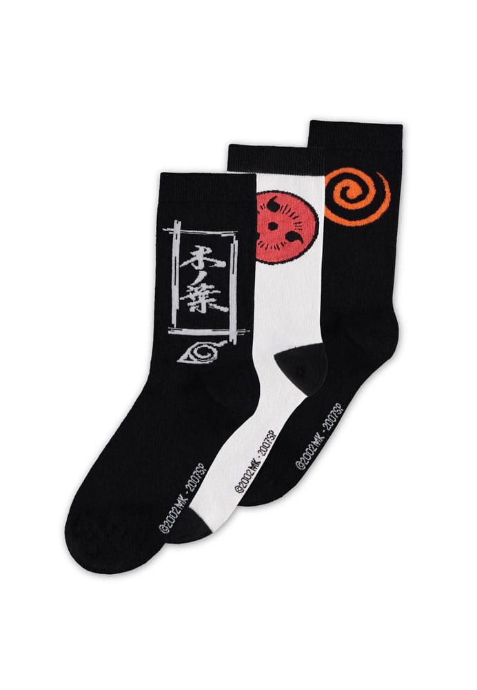 Naruto Shippuden Socks 3-Pack Sasuke Symbol 43-46 - MangaShop.ro