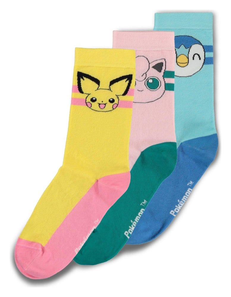Pokemon Socks 3-Pack Crew 35-38 - MangaShop.ro