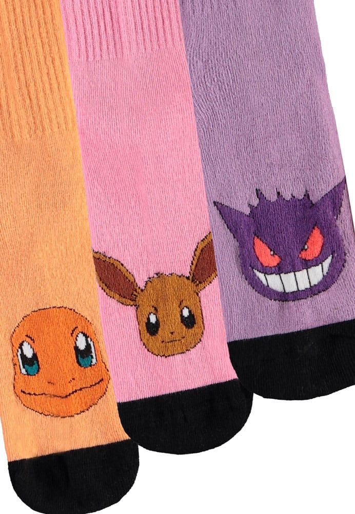 Pokemon Socks 3-Pack Heads Colormix 35-38 - MangaShop.ro