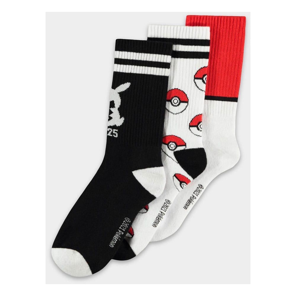 Pokemon Socks 3-Pack Pikachu Pokeball 43-46 - MangaShop.ro
