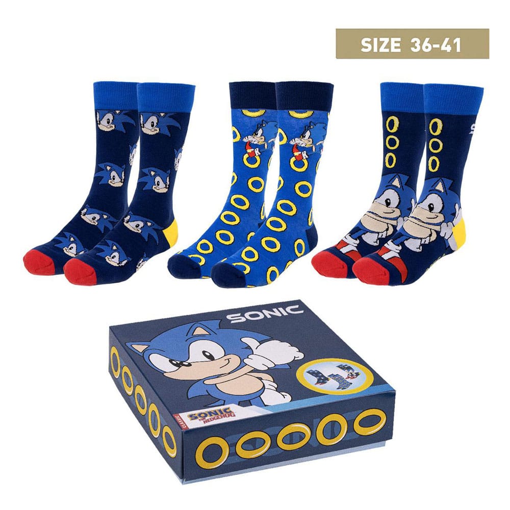 Sonic the Hedgehog Socks 3-Pack Sonic 35-41 - MangaShop.ro