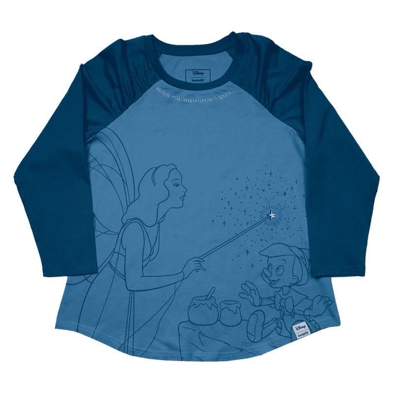 Tricou Pinocchio by Loungefly Tee Unisex Blue Fairy Shirred Raglan - MangaShop.ro