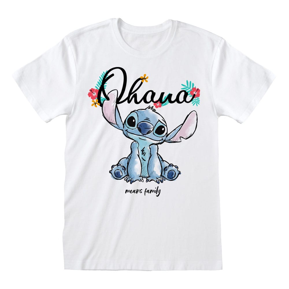 Tricou Lilo & Stitch Ohana Means Family White masura L - MangaShop.ro