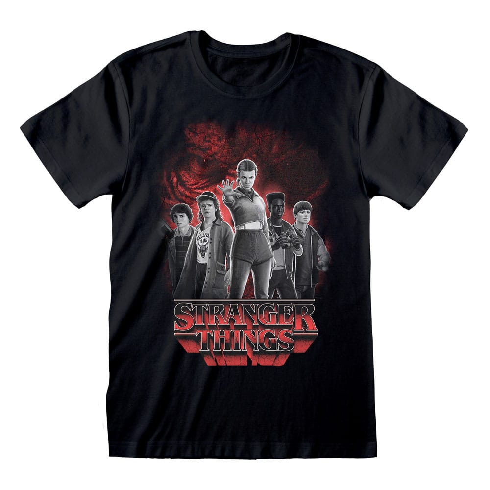 Tricou Stranger Things Group with Vecna behind Balck and White - MangaShop.ro