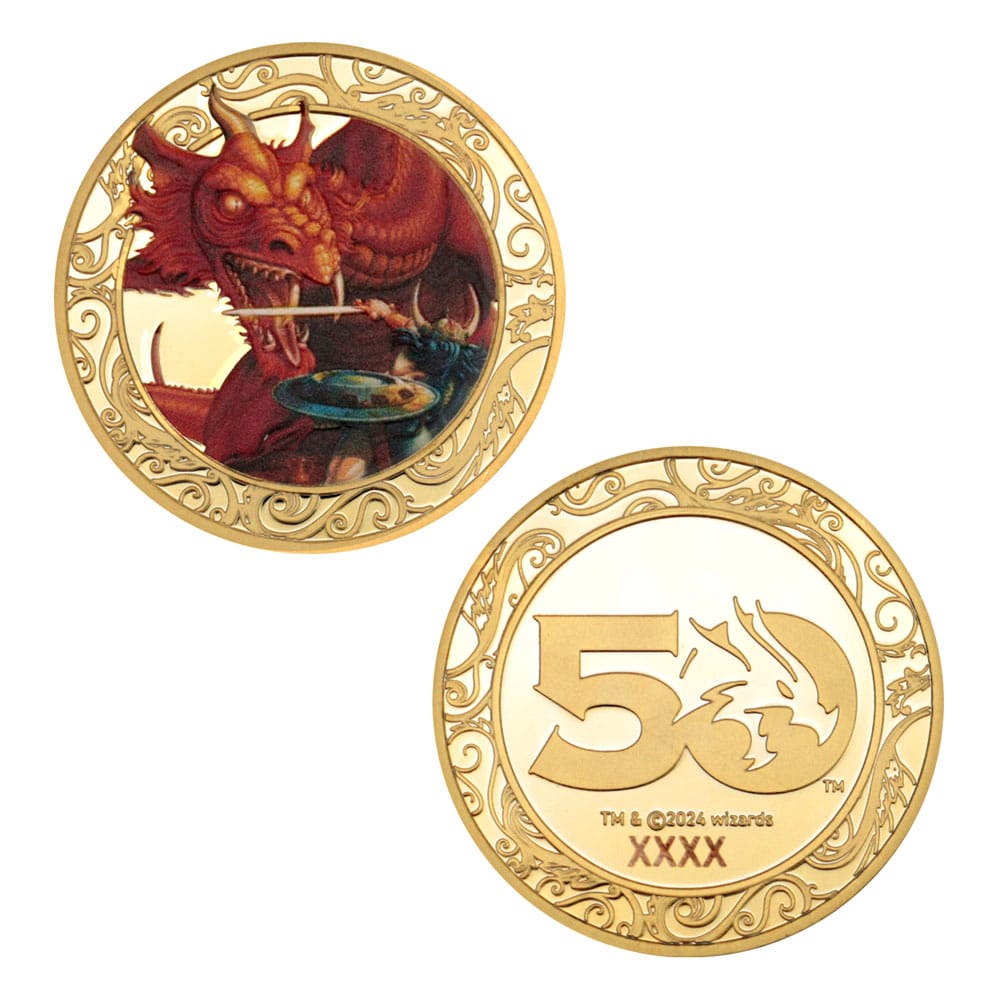 Dungeons & Dragons Collectable Coin 50th Anniversary with Colour Print 24k Gold Plated Edition 4 cm - MangaShop.ro
