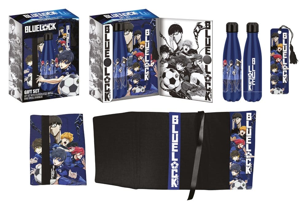 Bluelock Steel Bottle, Sticker, Book Cover Gift Set Blue - MangaShop.ro