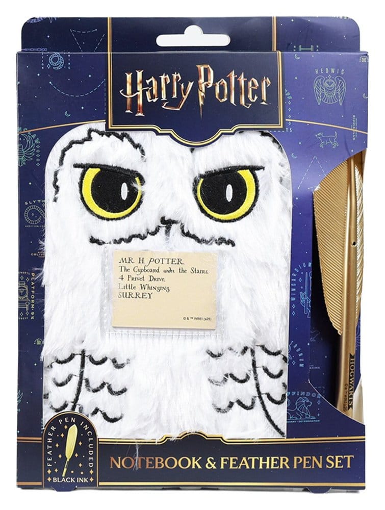 Harry Potter Plush Notebook Set with Pen Hedwig Magical Locations - MangaShop.ro