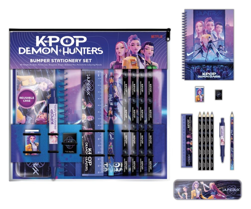 KPop Demon Hunters 12-Piece Stationery Set A4 Bumper - MangaShop.ro