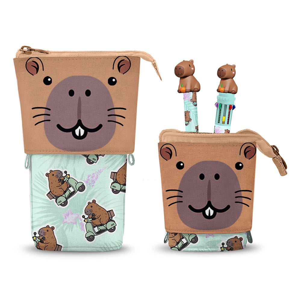 Oh My Pop! Pop Up Pencil with Multicoloured ball pen & Erasable Gel Pen Capybara - MangaShop.ro