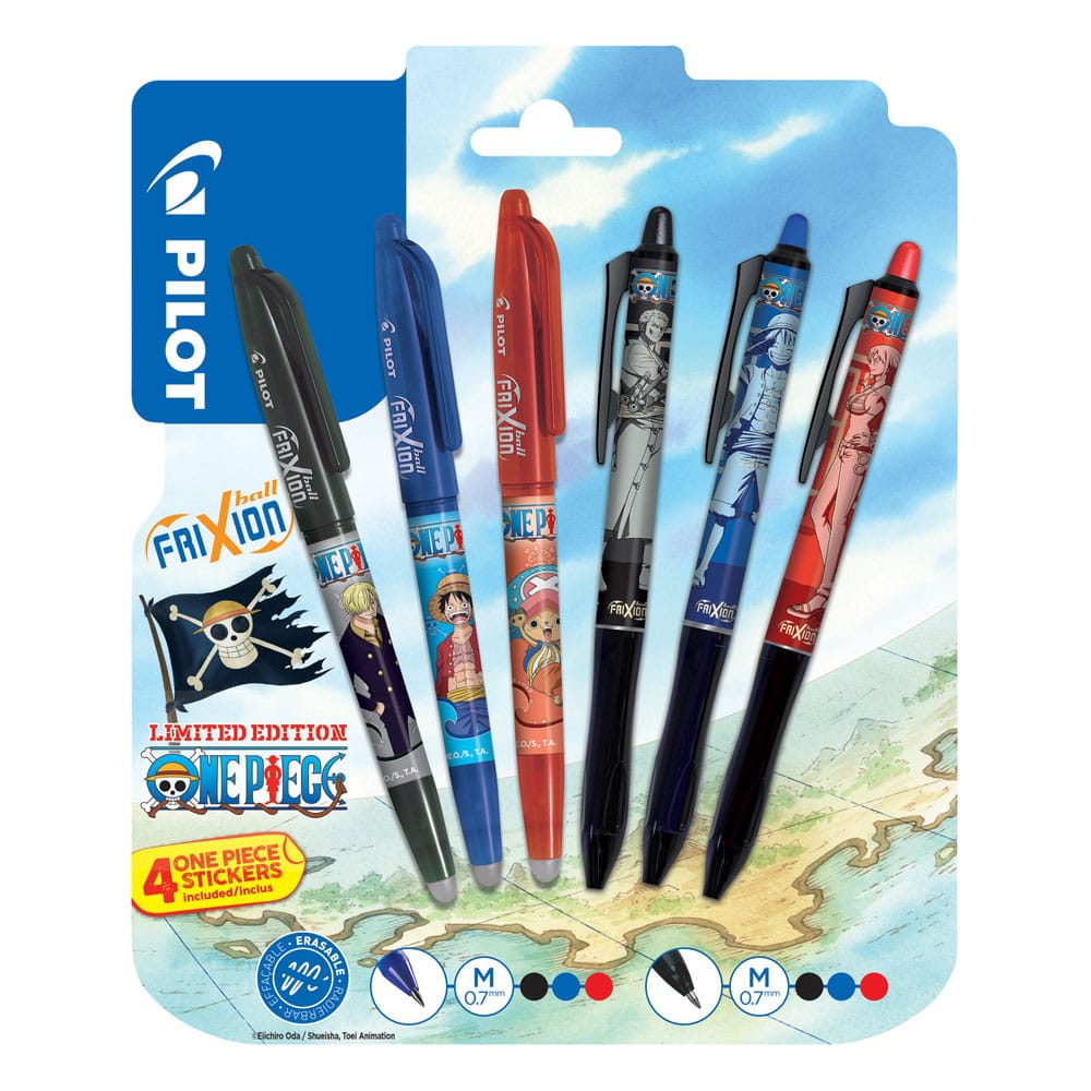 One Piece 6-pack Rollerball pen FriXion Ball & Ball+ Limited Sticker Edition LE 0.7 - MangaShop.ro