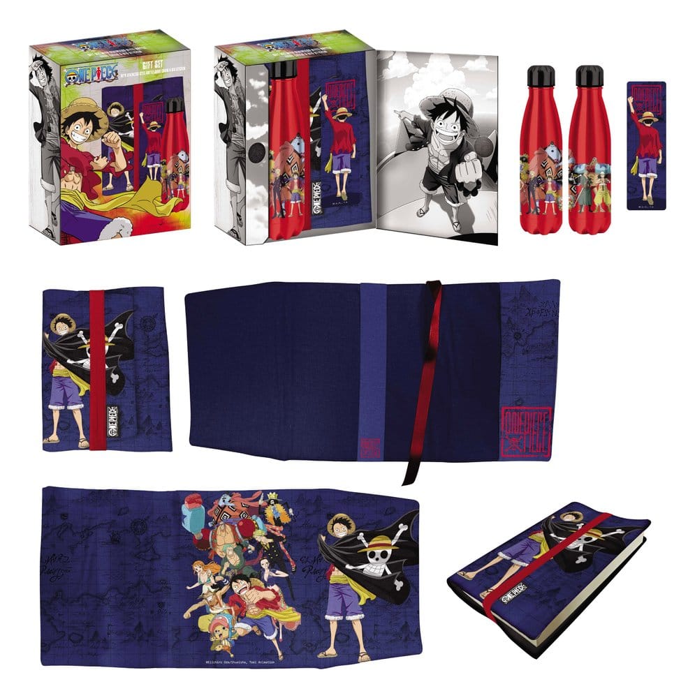 One Piece Steel Bottle, Sticker, Book Cover Gift Set Blue - MangaShop.ro