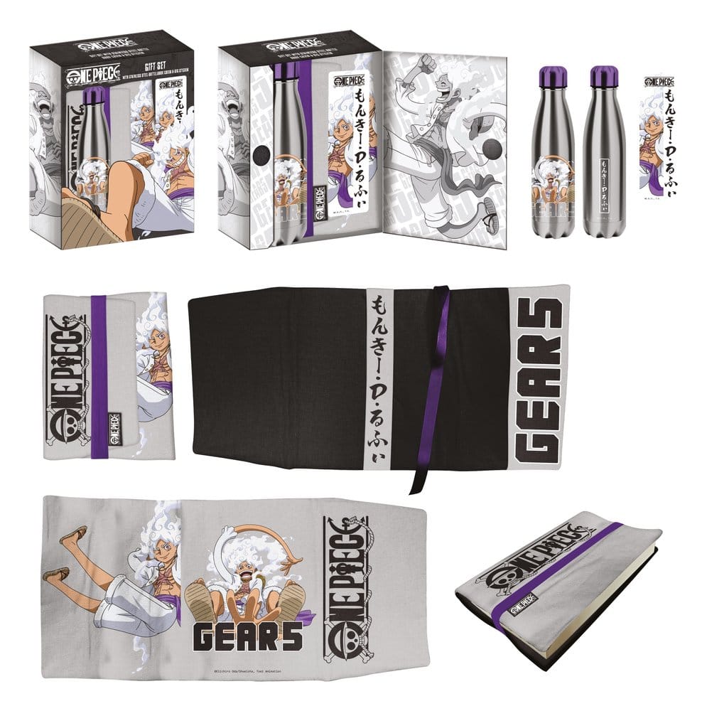 One Piece Steel Bottle, Sticker, Book Cover Gift Set Gears - MangaShop.ro