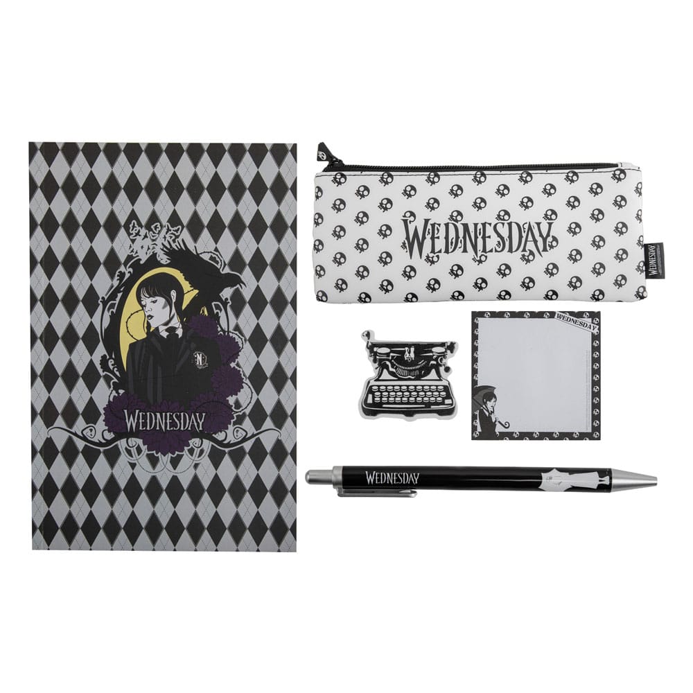 Wednesday 5-Piece Stationery Set Black - MangaShop.ro
