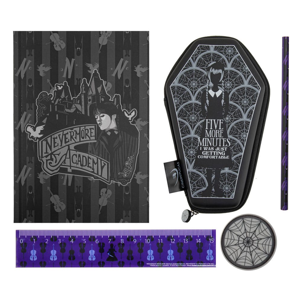 Wednesday 5-Piece Stationery Set Coffin - MangaShop.ro