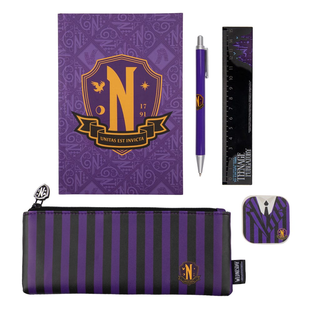 Wednesday 5-Piece Stationery Set Purple - MangaShop.ro