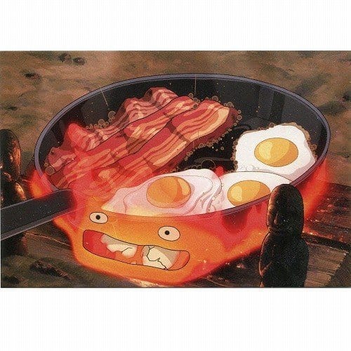 Howl's Moving Castle Postcards Calcifer bacon & egg - MangaShop.ro
