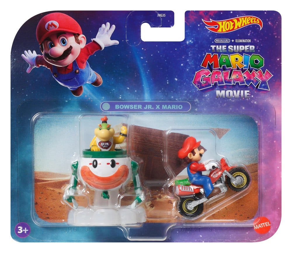 Super Mario Hot Wheels Die-Cast Vehicles 2-Pack 1/64 Mario & Bowser Jr. - MangaShop.ro