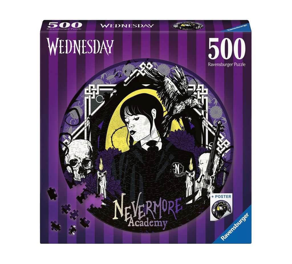 Wednesday Round Jigsaw Puzzle Nevermore Academy (500 pieces) - MangaShop.ro