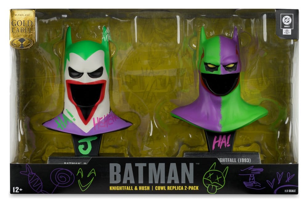 Batman DC Direct Mini Replica 1/3  2-pack Batman Cowls Hush & Knightfall (Jokerized) (Gold Label) 18 cm - MangaShop.ro