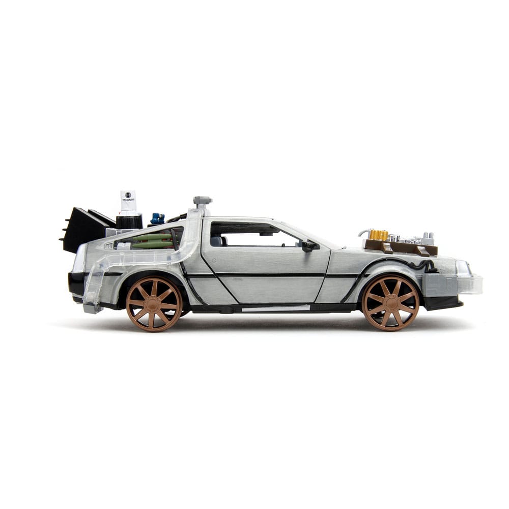 Back to the Future III Hollywood Rides Diecast Model 1/24 DeLorean Time Machine Railroad Wheels - MangaShop.ro