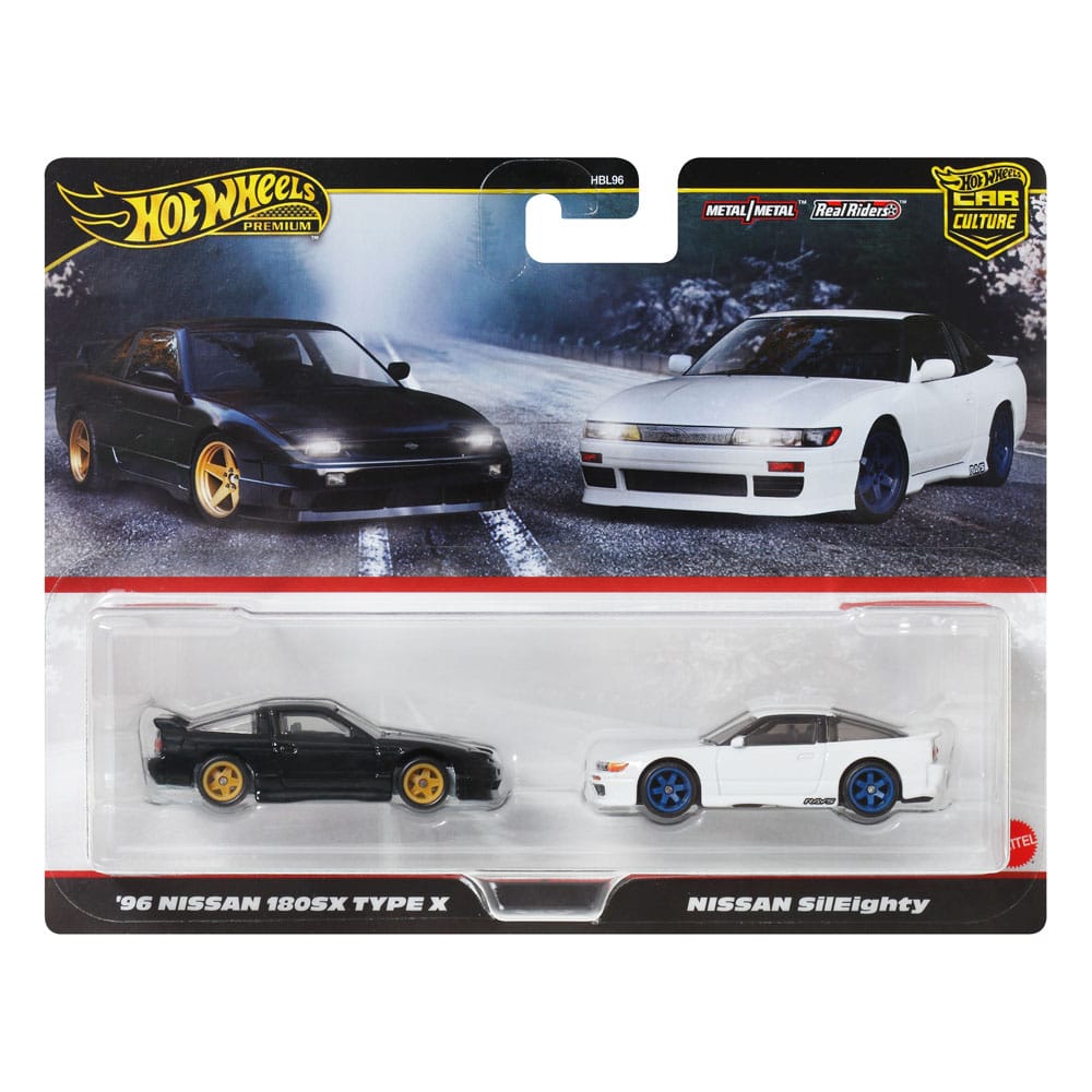 Hot Wheels Premium Car Culture Diecast Vehicle 2-Pack 1/64 '96 Nissan 180SX Type X & Nissan SilEighty - MangaShop.ro