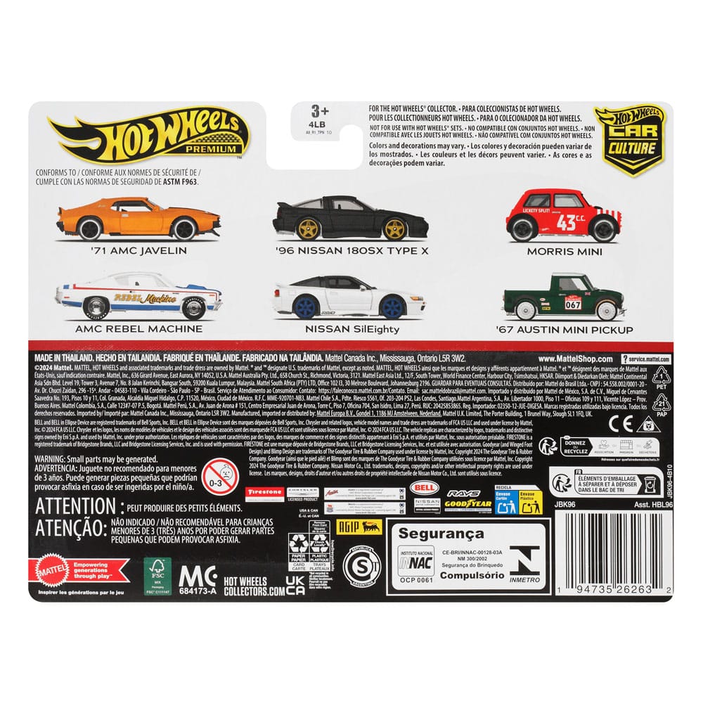 Hot Wheels Premium Car Culture Diecast Vehicle 2-Pack 1/64 '96 Nissan 180SX Type X & Nissan SilEighty - MangaShop.ro