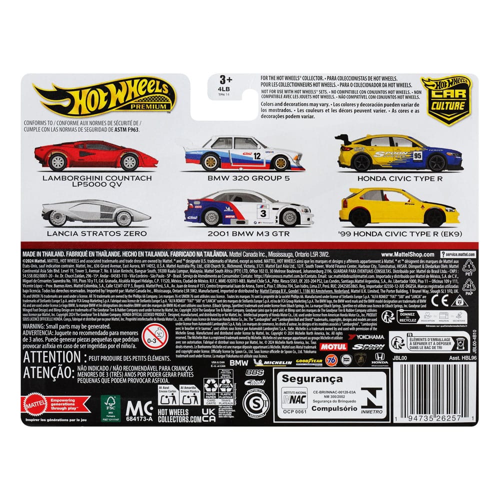 Hot Wheels Premium Car Culture Diecast Vehicle 2-Pack 1/64 '99 Honda Civic Type R (EK9) & Honda Civic Type R - MangaShop.ro